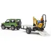 Image de - 2593 - véhicule miniature - land rover defender avec une remorque, mini pelle jcb et personnage