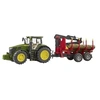 Image de Tracteur John Deere 7R avec remorque forestière et 4 troncs d'arbre