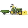 Image de Jeux de voiture - Tracteur de pelouse John Deere avec remorque et jardinier Bruder Vert TU 621049
