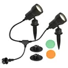 Image de Lot de 2 luminaires d'extérieur - 2 LED GU10 3 W - 250 lm - Avec filtre coloré orange, vert, piquet et support mural - Tête pivotante et rotative - Avec câble d'alimentation de 2 m - IP44 - Noir en occasion ou reconditionné