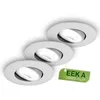 Image de BRILONER - Lot de 3 spots LED encastrables, CEE A source lumineuse, 230V orientables, 2W chacun 360 lm, blanc neutre, design extra plat, spots plafond modernes, 68 mm perçage, 90x24 mm, chrome mat en occasion ou reconditionné
