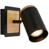 Image de BRILONER - Applique murale intérieure, douille GU10, max. 10W, applique murale chambre, lampe, appliques, chambre, 12x14,5 cm, noir-bois en occasion ou reconditionné