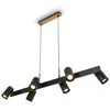 Image de BRILONER - Suspension luminaire, orientable, 6x GU10 douille, plafonnier, suspension d'éclairage intérieur, luminaire chambre, cuisine, 110x24,9x120 cm, noir-bois en occasion ou reconditionné