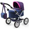 Image de Bayer Design 13054AA Poussette Poupée, Landau Poupée Trendy Licorne avec un sac et panier, réglable, poignée ajustable 39-68cm, bleu rose en occasion ou reconditionné