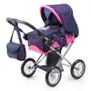 Image de Poussette Landau pour poupée City Star licorne bleu et rose vif réglable avec un sac a bandouliere