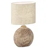 Image de Fischer & Honsel | Lampe de table Tobse | couleur bois | Abat-jour en tissu de lin de couleur sable | L : 23,00 cm, largeur : 13,00 cm, hauteur : 39,00 cm, avec interrupteur à cordon, 1 x E14 max en occasion ou reconditionné