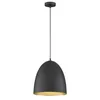 Image de Fischer & Honsel Mylon Suspension ovale 1 ampoule Noir Abat-jour intérieur doré en occasion ou reconditionné