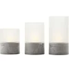 Image de Lot 3 Lampes A Poser Led Bougie - 2500K - Plastique Et Verre - Gris Et Blanc Mat