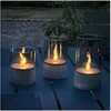 Image de Lot 3 Lampes A Poser Led Bougie - 2500K - Plastique Et Verre - Gris Et Verre Fumé