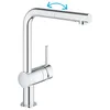 Image de GROHE Robinet de cuisine évier Minta, Robinet avec Douchette Extractible, Inverseur 2 jets, Bec en forme de L, Installation et nettoyage facile, Chromé, 30274000 (Import Allemagne) en occasion ou reconditionné