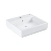 Image de Vasque a poser Cube Ceramic 50 cm - Monotrou - Traitements anticalcaire et antibactérien -Trop plein - Céramique - Blanc alpin