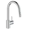 Image de eurosmart cosmopolitan mitigeur cuisine avec douchette extractible 2 jets, col de cygne, chrome (31481001)