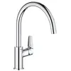 Image de GROHE BauEdge   Single Lever Kitchen Mixer Tap (Monobloc Installation, High Spout, Swivel Area 360 , 28 mm Ceramic Cartridge, Tails 3/8 inch), Easy Installation, Size 332 mm, Chrome, 31367001 en occasion ou reconditionné