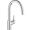 Image de Robinet de cuisine - Chromé - Bec haut en C - Mousseur extractible - Rotation 360 - Limiteur de débit - Start Curve -