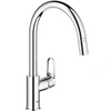 Image de Robinet de cuisine - Chromé - Bec haut en C - Mousseur extractible - Rotation 360° - Limiteur de débit - Start Flow -