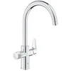 Image de GROHE Blue Pure BauCurve, Robinet de cuisine filtrant 3 voies (zone de rotation 150°, poignée dédiée pour l’eau filtrée, nécessite un kit de démarrage de filtre), Chrome, 30580000 en occasion ou reconditionné