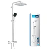 Image de GROHE Vitalio Comfort 250 Colonne de Douche avec Mitigeur Thermostatique (Douche de Tête Cube 25cm 1 jet (Pluie), Pommeau de Douche 11cm 2 jets, Flexible 1.75m, Economie d'Eau, Chromé, 26696001 en occasion ou reconditionné
