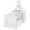 Image de Lit bébé évolutif Adam et Eule en bois blanc réglable en hauteur matelas et accessoires