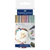 Image de Faber-Castell 160706 Lot de 6 marqueurs métalliques avec pointe en fibre, largeur de trait de 1,5 mm, adapté à de nombreuses surfaces, avec effet métallique en or, argent, bronze, violet, bleu et vert en occasion ou reconditionné