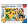 Image de Puzzles 3x49 pièces : Pikachu, Dracaufeu et Evoli