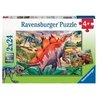 Image de Puzzle 2x24 piece - mammouths et dinosaures