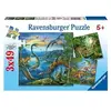 Image de Puzzles 3 x 49 pièces La fascination des dinosaures