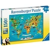 Image de Puzzle 150 pièces XXL La carte du monde des animaux