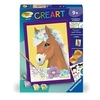 Image de CreArt Kids 18x24cm Cheval fleuri, Kit de peinture par numéros Numéro d'Art, Des 7 ans, 25906,