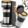 Image de Clatronic KA 3733 Cafetière à café avec tasse en acier inoxydable de 0,4 l 2 Go Idéal pour la voiture, le bureau et les déplacements Machine à café à filtre simple Noir en occasion ou reconditionné