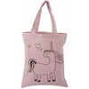 Image de Sac en coton rose 25 x 20 cm - licorne -