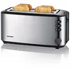 Image de SEVERIN Grille-pain automatique 1 400 W, Toaster compact 2 fentes jusqu'à 4 tranches, Grille-pain électrique avec réglage du degré de brunissage & fonction décongélation, inox/noir, AT 2509 en occasion ou reconditionné