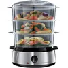 Image de Russell Hobbs Cuiseur Vapeur [Grande capacité] Cook@Home (800W, 9 L, 3 niveaux, 1 panier cuiseur de riz + 6 supports à oeufs incl., écran digital, minuterie programmable, 3 Paniers sans BPA) 19270-56 en occasion ou reconditionné