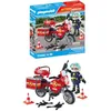 Image de Playmobil 71466 Pompier et Moto - Action Hereos - avec Un Personnage, Une Moto équipée d'un extincteur, Une Boite à Bagages et des pylônes pour sécuriser la Zone - Ville & Métiers - Dès 4 Ans en occasion ou reconditionné