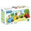 Image de Train Junior 72084 - Capot bleu - Animaux Zèbre Girafe Chien - 4 wagons
