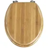 Image de WENKO Abattant WC Bois Bambou | Lunette WC Fixation Acier INOX | Nettoyage Facile| Résistante à l'humidité et Non Poreuse grâce à Un Vernis Multiple | Certifié FSC® | 34 x 41,5 cm | Bambou en occasion ou reconditionné