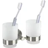 Image de WENKO Porte-Brosse à Dents Mural Duo Bosio | Support Brosse à Dents INOX élégant | Accessoires Salle de Bain en Acier Inoxydable | Dimensions 17,5 x 9,5 x 9 cm | Couleur Argent Mat en occasion ou reconditionné