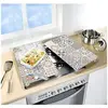 Image de - 2 Couvre-plaques universel design Carreaux - 30 x 52 cm - Argent - Marbre
