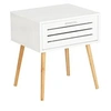 Image de - Table de chevet Finja avec 1 tiroir en Bambou et MDF - Blanc et bois - Finja