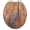 Image de WENKO Siège WC Rustic, siège toilette en MDF certifié FSC® à abaissement automatique Easy-Close et fixation hygiénique Fix-Clip, 35,5 x 42,5 cm, sous film et anti-humidité, imitation bois marron en occasion ou reconditionné