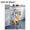 Image de Desserte à roulettes Slim, 3 étagères, métal