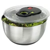 Image de Emsa Turboline Essoreuse à salade 4,5 L, Bol en inox pour un service stylé, Fentes de drainage intégrées, Bouton turbo pour un essorage express, Base antiadhérente, Compatible lave-vaisselle 513441 en occasion ou reconditionné