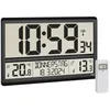 Image de TFA Dostmann Horloge numérique XL, 60.4521.01, Jour de Semaine en français, avec température extérieure/intérieure, Grande Horloge radiopilotée avec fuseaux horaires, Noire en occasion ou reconditionné