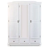 Image de Armoire avec miroir 3 portes 3 tiroirs pin massif vernis blanc Batiste 150 cm