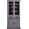 Image de Vitrine 4 portes 2 tiroirs 90x38,4x190 cm en pin massif gris - TERA