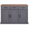 Image de Buffet 3 portes 3 tiroirs 131x45x86 cm en pin massif gris - TERA