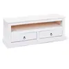 Image de Meuble TV 2 tiroirs 1 niche pin massif blanc Prince 118 cm