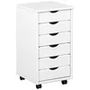 Image de Inter Link   Caisson de bureau à roulettes   Avec tiroirs   Meuble de rangement mobile - Pin massif - 6 tiroirs   Blanc vernis en occasion ou reconditionné