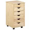 Image de Caisson sur roulettes 6 tiroirs pin massif verni naturel Sali