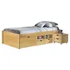 Image de Lit multi-rangement pin massif vernis naturel Klass 90x200 cm