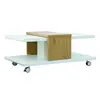 Image de Table basse à roulettes bois blanc et chêne clair Toji 110 cm